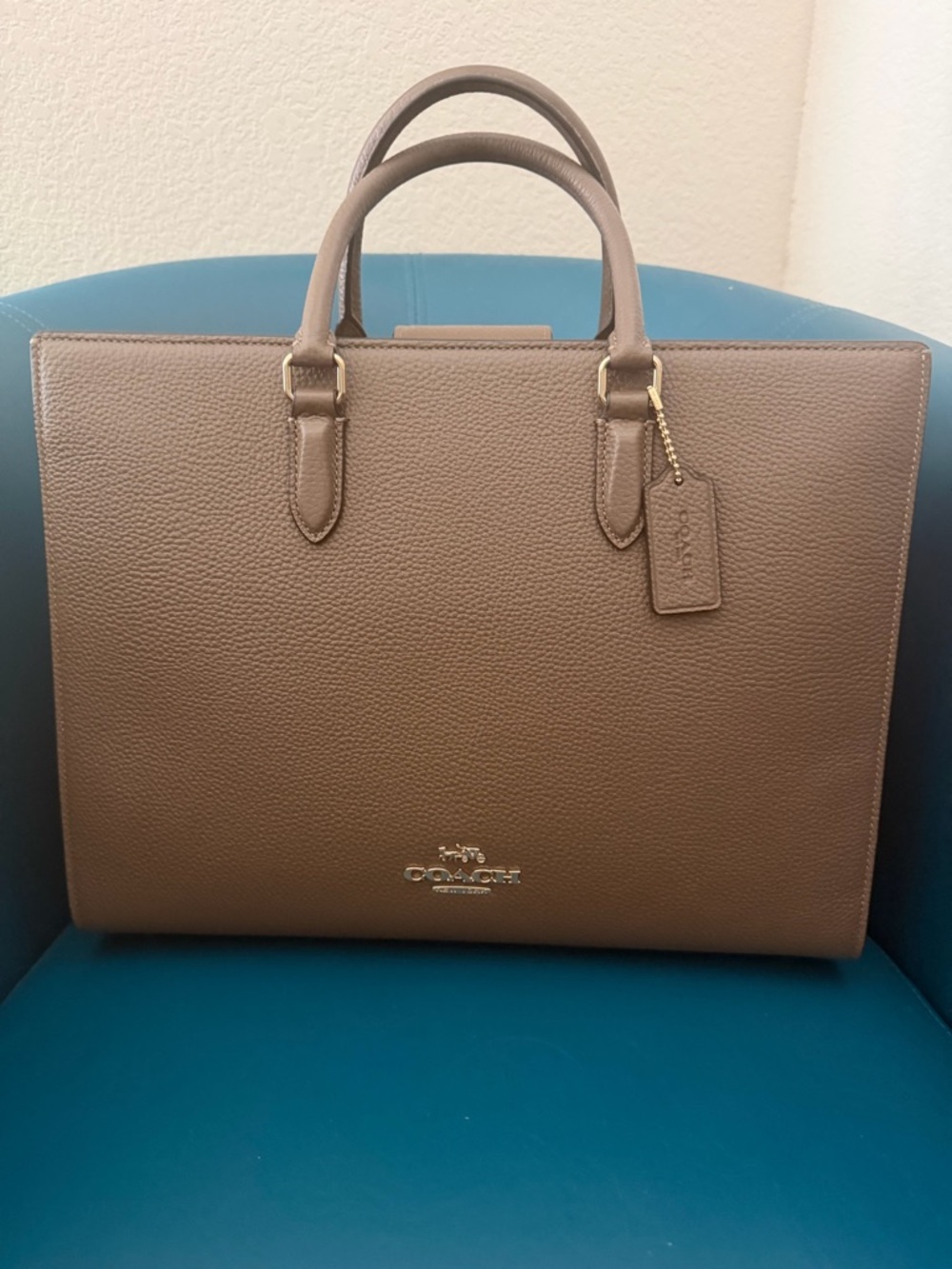 EUC Coach Maggie Stone Brown Leather Tote Bag - Structured Satchel - Picture 2 of 7